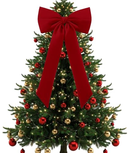 Celltestria Large Christmas Tree Topper Bow Ornament 15x30 Inch(Red)