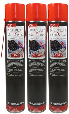 SDV Chemie Druckluft u. Kältespray 3x 750ml | Air Duster, Druckluftreiniger, Kühlspray, Eisspray