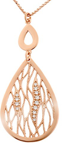 Orphelia Damen-Kette mit Anhänger Fantasie teilvergoldet Zirkonia transparent Rundschliff 45 cm-ZK-7188/RG
