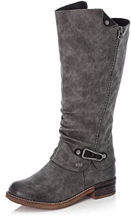 Rieker Damen Winterstiefel 94652, Frauen Stiefel,Winterboots,langschaftstiefel,warm,gefüttert,wasserdicht,Boots,Winterschuhe,grau (45),37 EU / 4 UK
