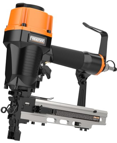 Freeman PFS105 Pneumatischer Hefter mit Koffer, 10,5 Gauge, 1-9/16 Zoll, ergonomische und leichte Heftpistole mit werkzeugloser Tiefenverstellung und Schnellentriegelung