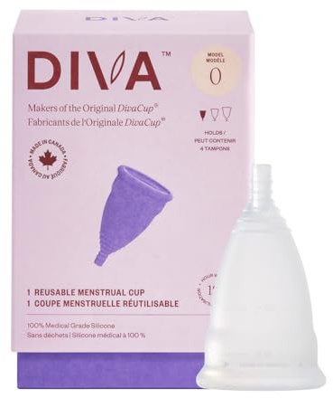 DivaCup Coppe Mestruali Modello 0. 100% Silicone di Tipo Medico, Senza BPA. Alternativa Sicura e Senza Perdite agli Assorbenti e ai Tamponi