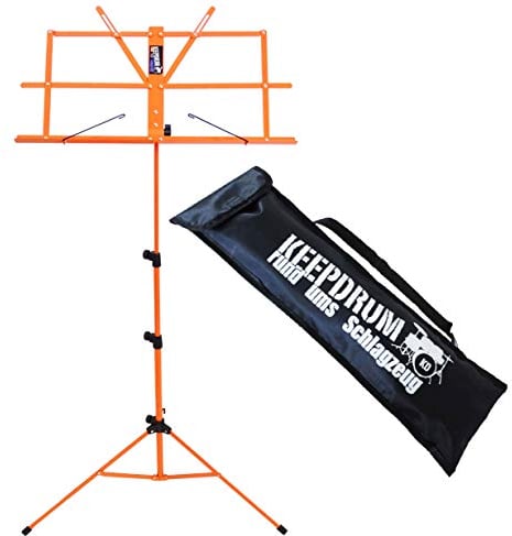 keepdrum MUS2OR Notenstaender Notenpult Orange + Tasche