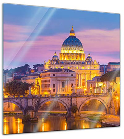 Bilderdepot24 Glasbild St. Peters Kathedrale in Rom - 20x20 - Deko Glas - brilliante Farben, inkl. Aufhängung
