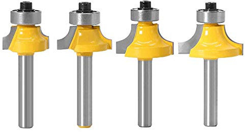 Gasea 4PCS Fraise à Arrondir à Bois Carbure Routeur de Arrondi Coin Rayon de Coupe 3.18mm, 4.76mm, 6.35mm, 7.92mm Fraise Quart Arrondi Bordure Routeur Bits Menuiserie Outil
