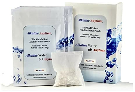 Alkaline Anytime Worlds Best Water Filter Pouch for Alkaline Water- Mobile Filtration System For Pitcher, Cup, Bottle, Jug, any Container -High pH 9.5+ Ionized Electrolytes-Long-Life 60 Gallons-