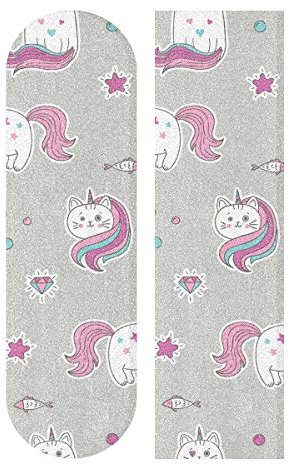 MNSRUU Cat Einhorn Mermaid Skateboard Griptape Blatt Scooter Deck Sandpapier 22,9 x 83,8 cm