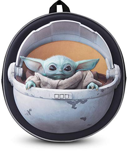 Disney Offizieller Yoda 3D Mandalorian Star Wars The Child Baby Rucksack | Lizenzierte Baby Yoda Schulreisetasche, Schwarz, L, Rucksäcke, Schwarz, L, Rucksäcke