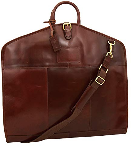 Anzugtasche aus echtem Leder, Braun, Anzugtasche, Kleiderhülle, Reisetasche, Fortune, brandy, L, Reise-Kleidertasche