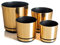 KORAD Ensemble de 4 Cache-Pots Motif 023 Laiton en Tailles 26 cm, 21 cm, 18 cm et 16 cm; Pots décoratifs en Plastique sans Trous de Drainage; pour Plantes, Fleurs et compositions végétales.