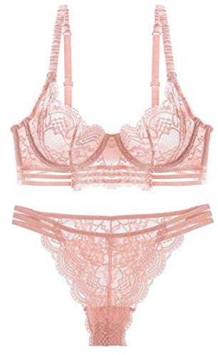 Guoeappa - Reggiseno sexy e morbido in pizzo con ferretto e reggiseno in pizzo floreale per tutti i giorni rosa 4B