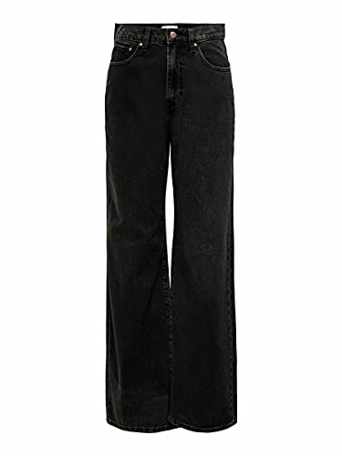 Only Femme Onlhope Ex Hw Wide Dnm Ana129 Noos Jeans, Black Denim, 29W / 34L EU