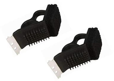 2 Stück Mehrzweck 3in1 Grillbürste Schaber Schwamm Grillrostbürste Grillreinigung Rost Grillzubehör