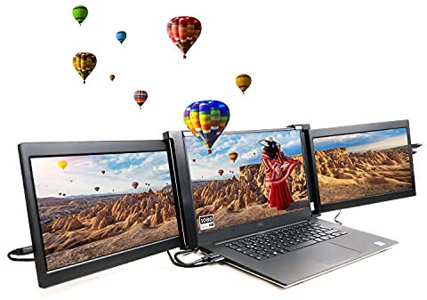 notebookwings 13 - Tragbarer Monitor für Laptops, Full-HD IPS 13,3'' Dual Bildschirmerweiterung, HDMI/USB/Type-C Plug and Play Gaming Computer Monitor für 14-16 Mac Windows Chrome Laptops
