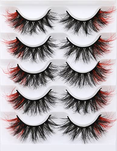 Kiromiro Lot de faux cils moelleux en vison Rouge
