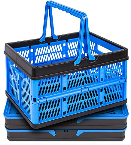 STEGEWOP 3-Pack Collapsible Storage Baskets, Stackable Plastic Crates