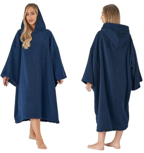 Brentfords Handtuch Poncho für Herren und Erwachsene, mit Kapuze, groß, zum Baden, Schwimmen, Surfen, zum Wickeln, für Herren und Jungen badeponcho Damen Marineblau