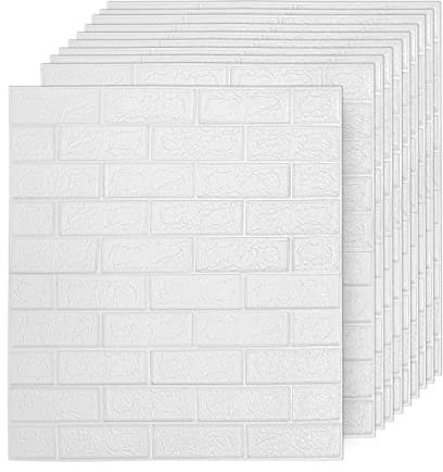 Tubiaz 10 Stk 3D Ziegel Tapete, 77 x 70 cm Selbstklebend Wandpaneele, Modern Wasserfest Steinoptik Tapeten Schaumstoff Wandaufkleber für Badezimmer Schlafzimmer Wohnzimmer Küchen