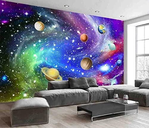 Fototapete 3D Effekt Universum Sternenhimmel Sonnensystem Tapete Vlies Wand Wandbilder Wohnzimmer Schlafzimmer Tapeten Wanddeko 430x300cm