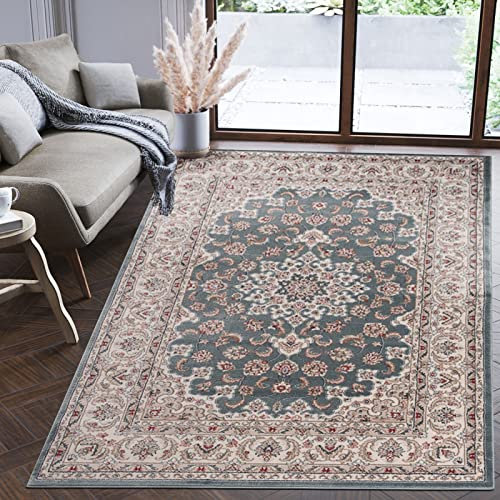 Mazovia Orientalisch Teppich - Traditioneller Teppich für Wohnzimmer, Esszimmer - Orient Teppiche Ornament - ÖKO-TEX Wohnzimmerteppich Blau - 200 x 300 cm