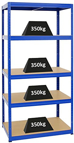 PROREGAL Schwerlastregal Slim Elephant Blau 180x90x60cm Fachlast 350kg Kellerregal, Steckregal, Garagenregal, Lagerregal