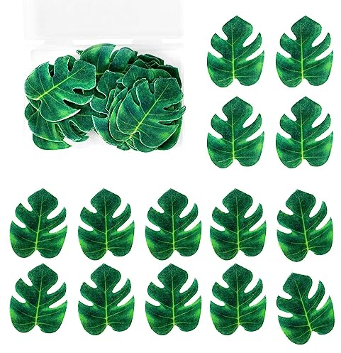 Colexy 72 Stück Tropische Schildkrötenblätter Cupcake Topper Palmblatt Kuchen Deckel Blätter für Hawaii-Thema Party Thema Hochzeit Palmblatt Kuchendeckel