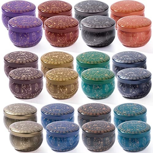 Yinuo Mirror Barattoli per Candele 24 Pezzi, Contenitori per Candele Fai Da Te, Contenitori Candele con Coperchi, Diametro 6,35 cm, Modelli squisiti per la Produzione di Candele