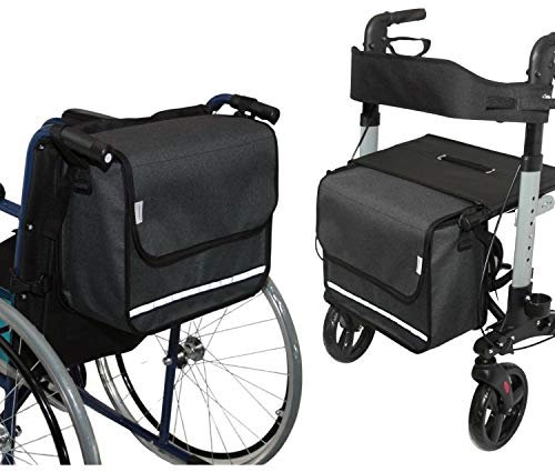 SENIORI Rollator/Rollstuhl Tasche Rollatortasche Rollstuhltasche Universal (3F. Grau - Flex)