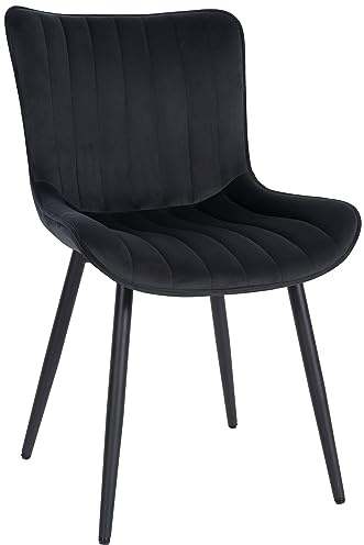 CLP Besucherstuhl Largo I Samt I Kunstleder I Esszimmerstuhl Mit Metallgestell, Farbe:schwarz, Material:Samt