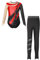 Alvivi Mädchen Turnanzug Glitzer Gymnastikanzug mit Leggings Hose Langarm Ballettanzug Gymnastik Leotard Trikotanzug Akrobatik Wettbewerb Tanzkostüm Rot&Schwarz 134-140