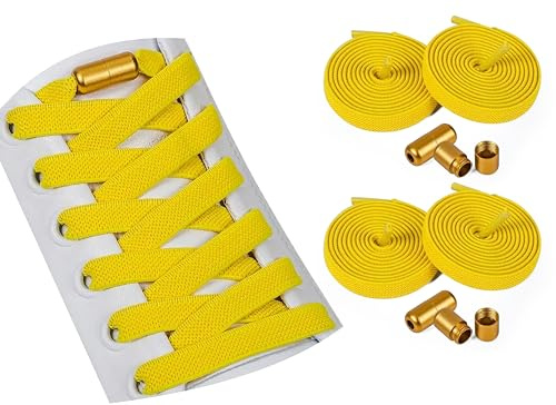 ELANOX® Elastische Schnürsenkel ohne Binden 8mm für 2 Paar Schuhe – Extra Stark mit Metallverschluss – Flache Gummischnürsenkel für Sneaker & Sport