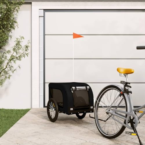 LAPOOH Fahrradanhänger Hunde Schwarz Oxford-Gewebe und Eisen, Fahrrad Anhänger, Lastenanhänger, Handwagen, Fahrrad-lastenanhänger, Lastenfahrrad 94003