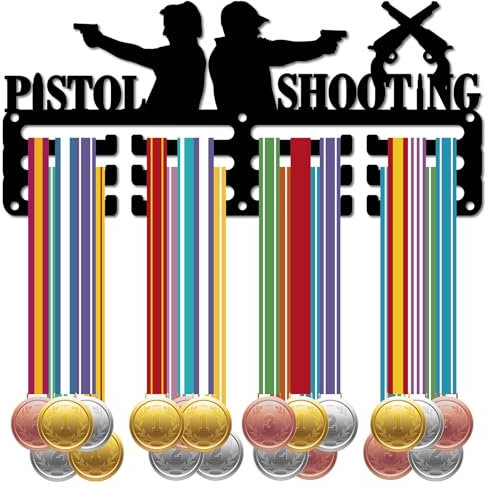 CREATCABIN Porta Medaglie per Pistola da Tiro Espositore Ganci per Medaglie da Tiro Appendiabiti Sportivo in Metallo Premi in Ferro Supporto Piccolo Decorazione Premi per Uomo Parete Casa 29x13cm