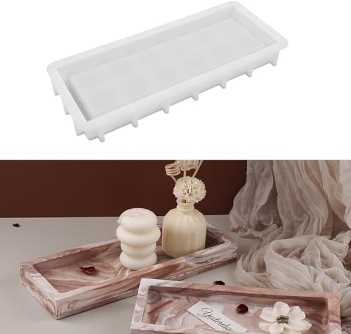 Moule à Plateau en Silicone,Rectangle Moule en Silicone Bougeoir,Bijoux Résine Plante Pot de Fleurs Casting Moule,DIY Résine Époxy Moules pour la Fabrication Artisanale