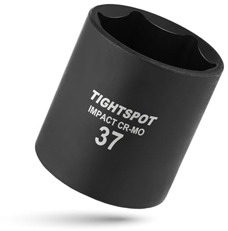 Tightspot 1 2 Inch Drive 37Mm Shallow Impact Socket with Anti Rounding 6 Point Design, Heat Treated Crmo Steel, Metric