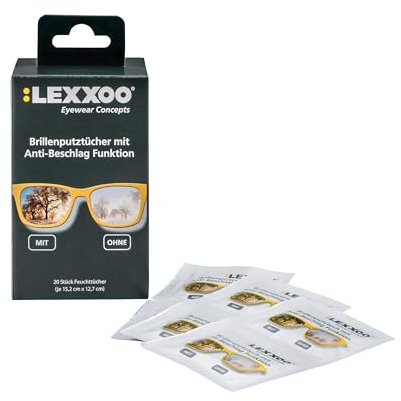 LEXXOO - Brillen-Reinigungsspray/Tücher - schonende & gründliche Reinigung Ihrer Brillengläser - wirkt bei hoher Luftfeuchtigkeit - ideal für unterwegs oder auf Reisen (60 Anti- Fog Tücher (3 Pack))