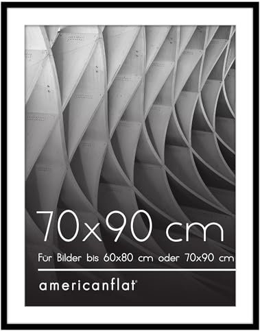 Americanflat 70x90 cm Bilderrahmen in Schwarz - 60x80 cm mit Matte und 70x90 cm ohne Matte - Horizontale und vertikale Formate für Wand