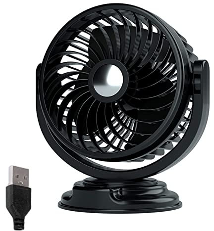 WELLDOER For 24V Portable Car Fan Air Fan Car Air Conditioner Strong 360 Degree Car Ornaments Household Usb Fans Portable Oscillating Flexible Portable For Desk Quiet