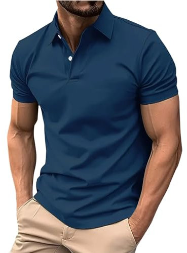 Denim Shirts for Men Golf Tops for Men Mens T-Shirts Red Shirt Shirts for Men Adult Short Sleeve Mens Polo Shirts Multipack Golf Jumpers for Men Men's T-Shirts Men's Shirts Blue XL