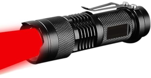 Rotlicht-Taschenlampe, 3 Modi, helle, leistungsstarke rote LED-Taschenlampe, rote Taschenlampe, zoombar, tragbar, wasserdicht, LED-Taschenlampe für Astronomie, Luftfahrt, Nachtbeobachtung und Outdoor