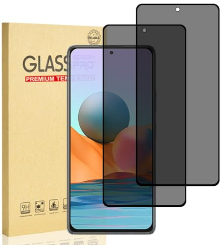 Hejkaoe Protector de Pantalla Privacidad para Xiaomi Redmi Note 10 Pro, Cristal Vidrio Templado Antiespia, Anti-Espía Protector Pantalla, Dureza 9H, Anti-Rasguños, Sin Burbujas, 2 Piezas