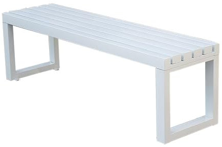 LXRHLIKG Backless Outdoor Bench, Pure Wrought Iron Metal Garden Bench With Reserved Fixing Holes For Yard Porch Balcony Park(White,100cm/39in)