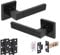 HANDLEZONE® Reno Internal Door Handle Pack, Complete with Lever Handles on Square Rose, 76mm Latch, 75mm Ball Bearing Hinges - Black Matt