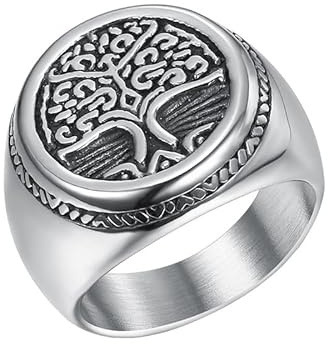 Joievievie Bague Chevalière Arbre de Vie Argenté Dôme Bijoux Homme Taille 64