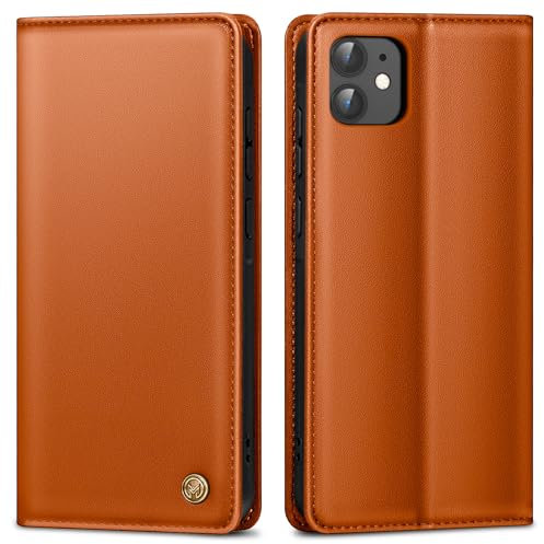 AIMOYU Mobile Phone Case for iPhone 12 Case, Premium Leather Protective Case for iPhone 12 Pro Case, Wallet, Card Slot, Stand Function, Foldable Flip Case for iPhone 12/12 Pro Case, Orange