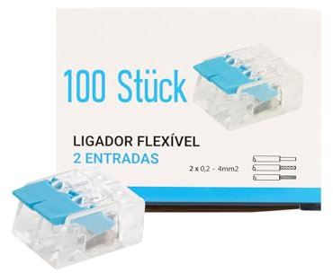 Maxled, Light is Led! Verbindungsklemmen,Klemmen 2 Polig Leiter, 100 Stück Kabelverbinder Kabelklemmen für Alle Leiterarten Weltweit, Solid Wire 0.2-4mm², Anschlussklemmen Strand Wire:0.14-4mm² 412