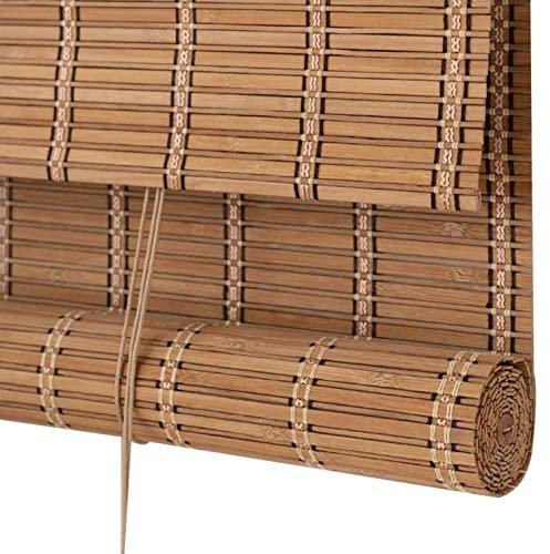 Tende a rullo per esterni in bambù, per ufficio e cucina, in legno naturale, con mantovana filtrante per la luce, tende da sole avvolgibili in bambù (109,2 x 231,1 cm)