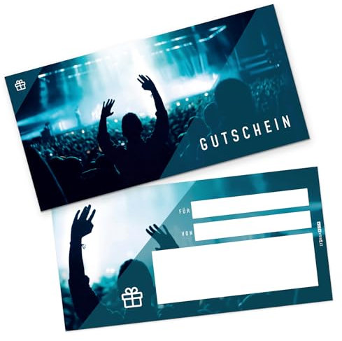 itenga Geschenkgutschein Konzert Veranstaltung Karte zum Ausfüllen I Geschenkkarte I Gutschein I 21x 10,5cm I Postkarte zum Ausfüllen