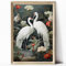 Wandkunst mit weißem Kranich, Wildvogel, Dschungeltiere, Poster, fliegende Vögel, Gemälde, weißer Vogel, Wandkunst, weiße Blume, botanische Drucke, fliegende Kraniche, Wandkunst, abstrakter Vogel,