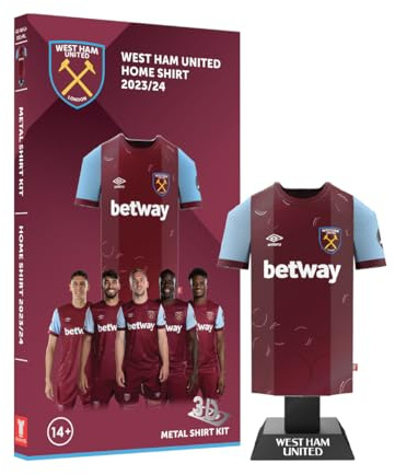West Ham United FC Home Away Retro Third Metal Football Shirt - Officially Licensed Miniature Alloy Replica Jersey Collectible Display Gift - Personalise Name & Number Decals